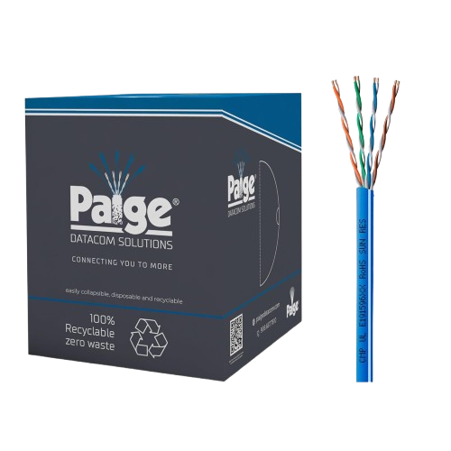 Cat6 Cable, 258300336, 22AWG, UTP, Solid, CMP FT6, 1000ft Box, Blue/White Stripe
