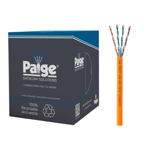 Cat6 Cable, 258300301, 22AWG, UTP, Solid, CMP FT6, 1000ft Box, Orange